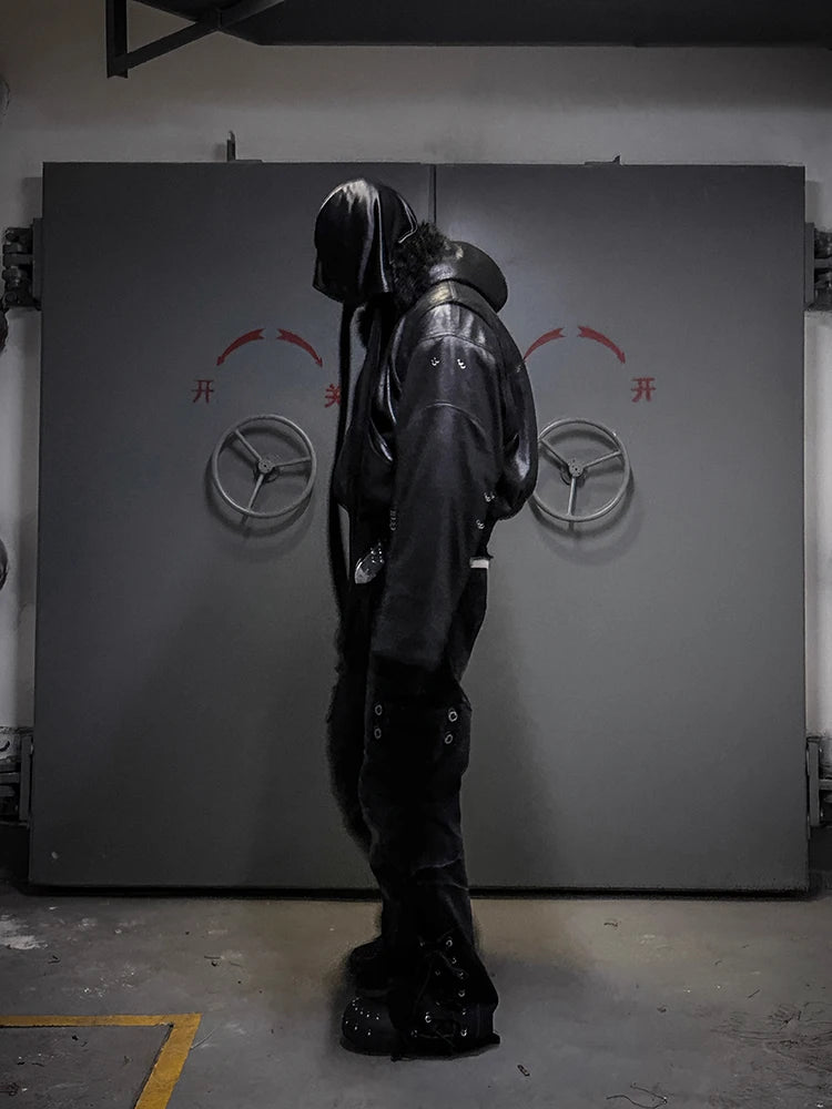 Herren Oversized PU-Lederjacke mit Kunstfell-Kapuze – Kurze High-Street Designer Jacke, warm & luxuriös für Herbst & Winter