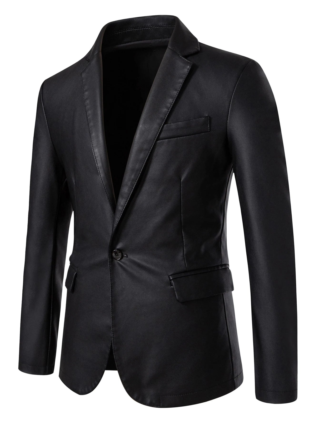 Herren PU Lederjacke im Slim Fit – Casual Blazer aus hochwertigem Kunstleder für Frühling & Herbst