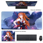 Asuka Langley XXL Anime Tapis de souris en cuir PU – Tapis de souris de jeu étanche au design Neon Genesis Evangelion