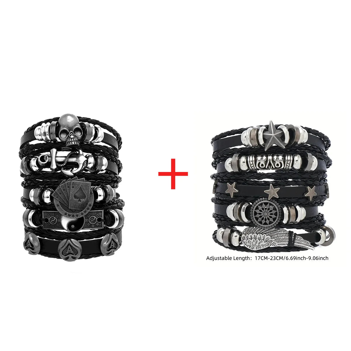 Viking Lederarmband mit Totenkopf – Verstellbares Herren- & Unisex Armband im Neo-Gothic Stil, Geflochtenes Lederarmband