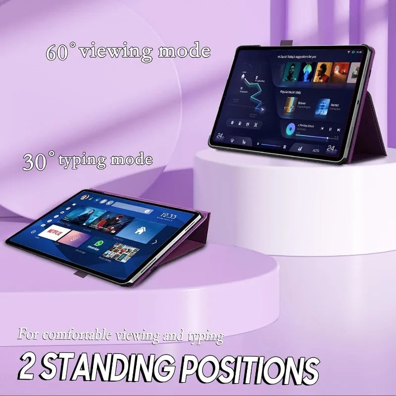 Funda con tapa de cuero de PU para iPad Air 13 (2024 M2) y iPad Pro 12.9 - Funda inteligente con función de encendido automático y soporte (2015-2022) 