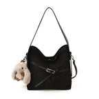 Dames Schultertasche – Sac seau rétro en cuir PU avec autocollants, grande capacité et grand confort