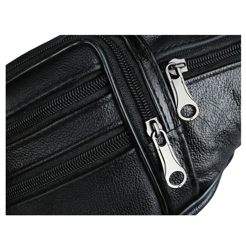 MOONBIFFY 2024 Echtleder Bauchtasche – Wasserdichte Fanny Pack & Chest Bag, Sportliche Hip Bag mit Reißverschluss und Anti-Diebstahl-Funktion