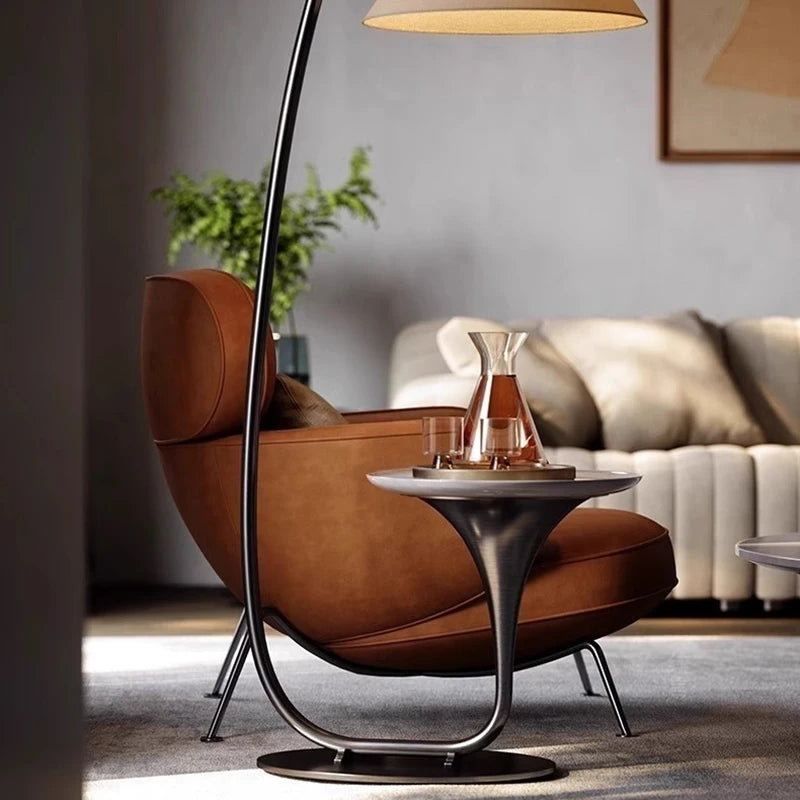 Sillón Leder más elegante en Braun – Moderner Designer-Armlehnstuhl aus Echtleder für Wohnzimmer, Hotel &amp; Salon