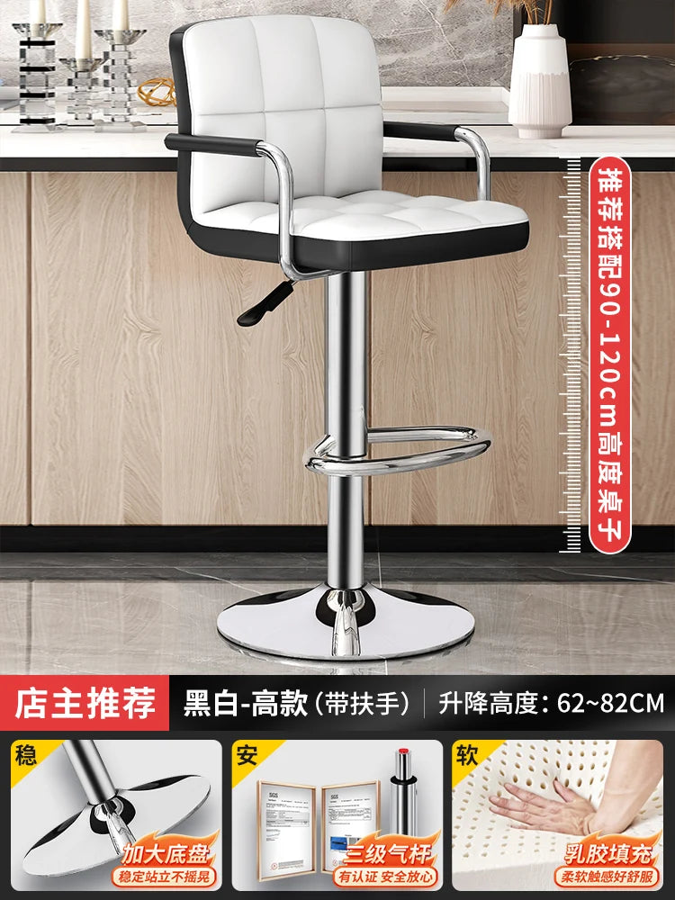 Designer Leder Barhocker in Schwarz – Moderner minimalistischer Barstuhl, ergonomisch & komfortabel für Bar, Schlafzimmer und Gewerbe