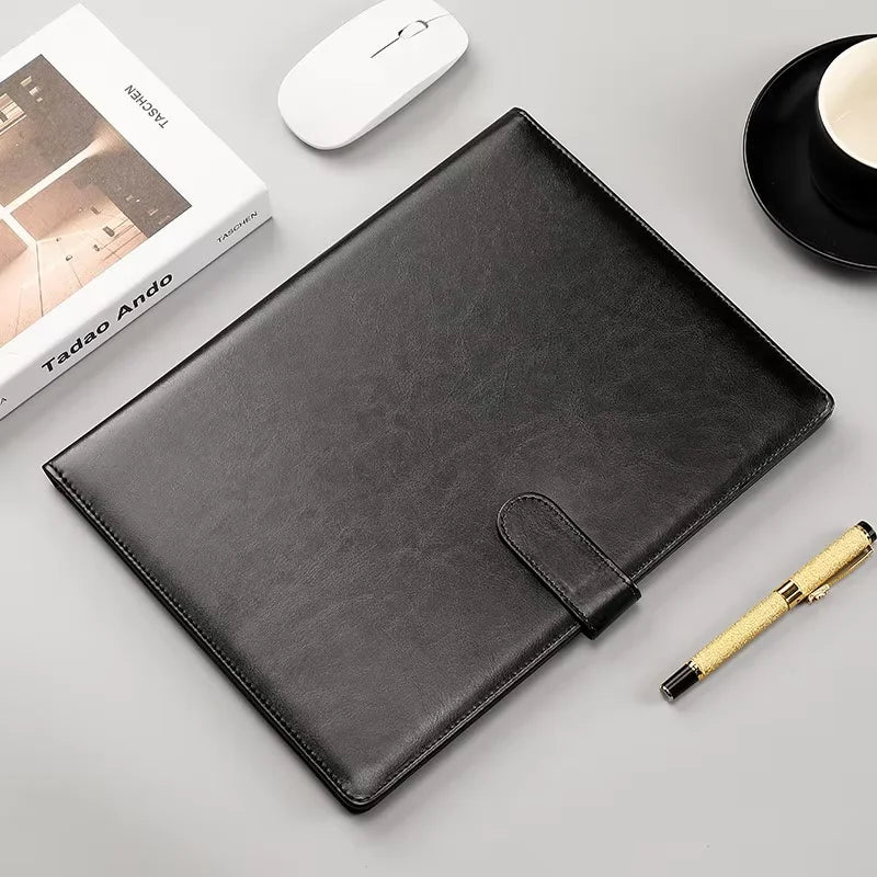 A4 Leder Klemmbrett-Mappe – Multifunktionale Konferenz- &amp; Business Dokumentenmappe für Verträge und Meetings 