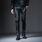 Herren Skinny Biker PU Lederhose – Slim Fit Motorrad-Hose aus Kunstleder für Club, Bühne &amp; Alltag (Ganzjahresmodell)