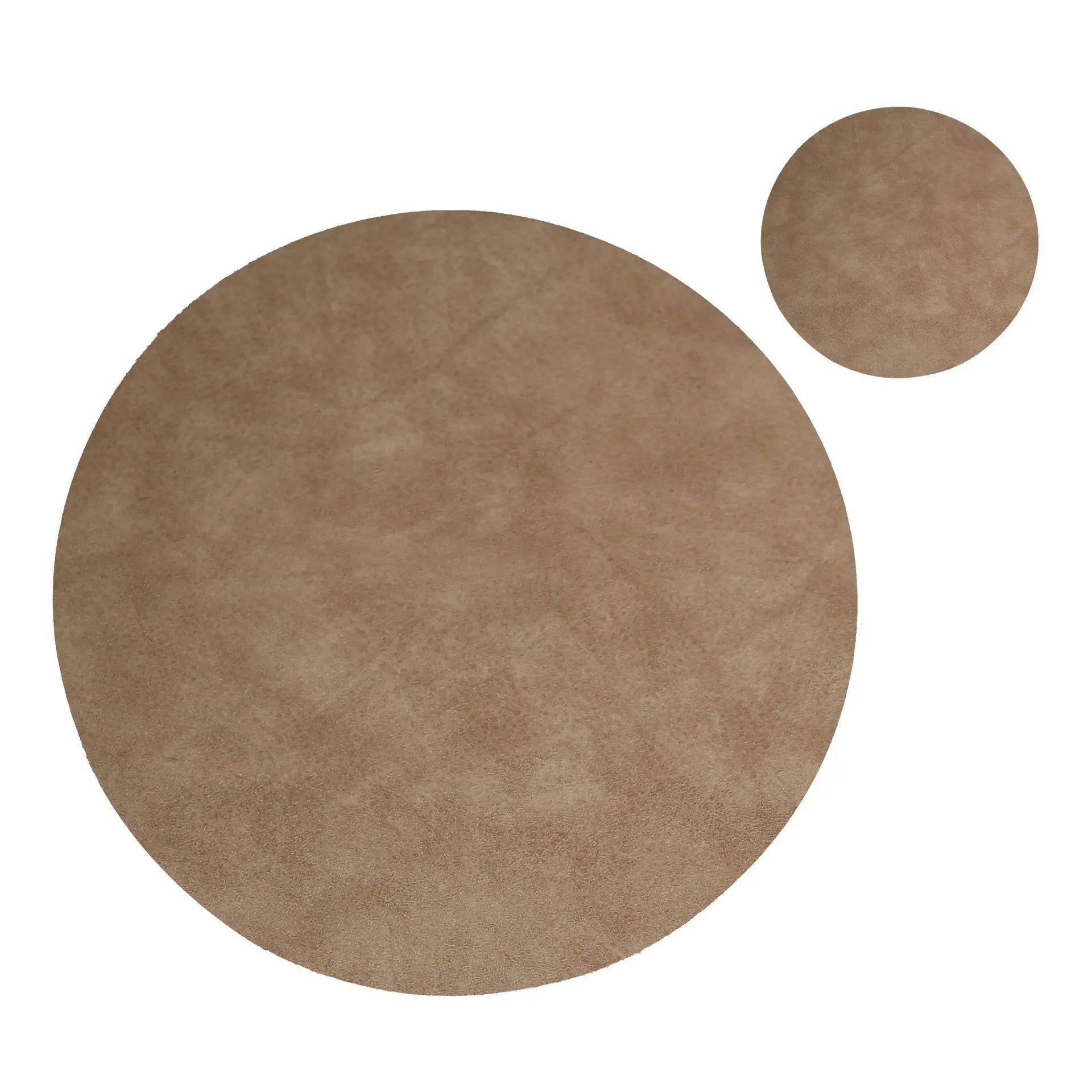 Runde PU-Leder Platzsets & Untersetzer im Cowhide-Look – Abwaschbare Tischsets im American Style (1/4/6/10 Sets)