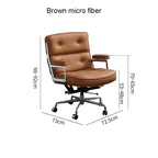 Eleganter Büro- & Lounge-Stuhl aus Echtleder – Drehbarer Office Chair mit Aluminiumgestell, Rollen & Gaslift für Büro & Arbeitszimmer