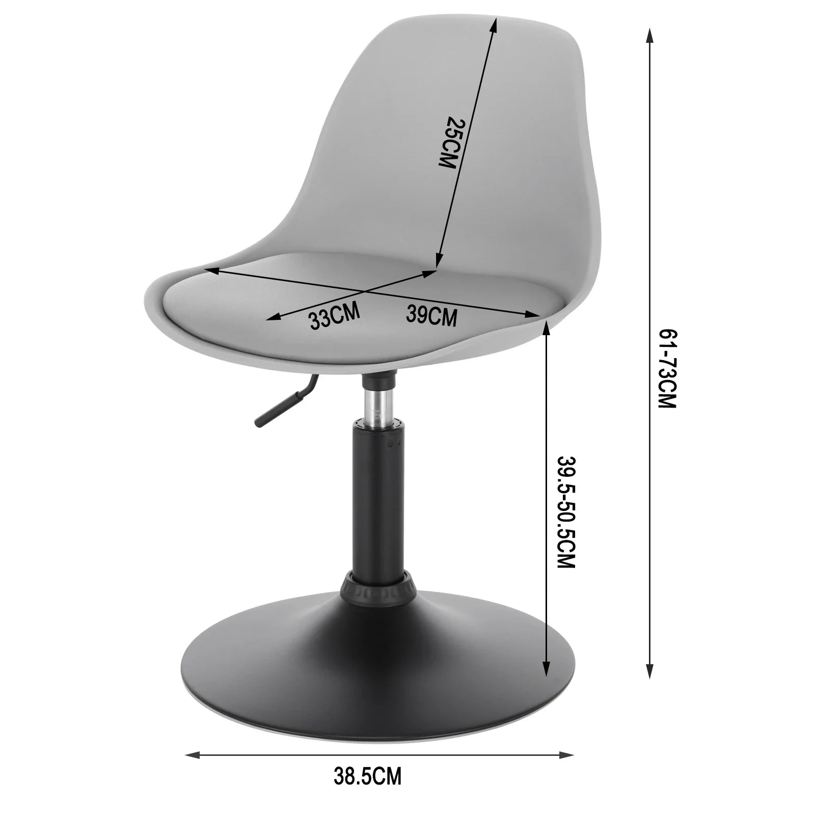 WOLTU Höhenverstellbarer & drehbarer Barhocker aus Kunstleder – Moderner Arbeits-, Make-up- & Küchenstuhl mit Rückenlehne