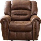 Fauteuil de relaxation électrique en cuir avec prise USB – Fauteuil inclinable simple classique pour salon et salle de bain (Nussbraun) 