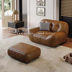 Luxus Leder Sofa für das Wohnzimmer – Modernes europäisches Design, elegante Wohnlandschaft für stilvolle Raumgestaltung