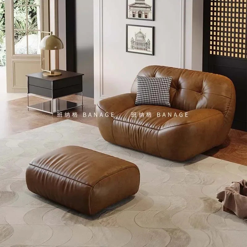 Luxus Leder Sofa für das Wohnzimmer – Modernes europäisches Design, elegante Wohnlandschaft für stilvolle Raumgestaltung