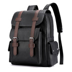 2023 Herren PU-Leder Rucksack – Großer Laptop-Rucksack für Schule, Freizeit & Teenager, Schwarz & Braun, Casual Backpack