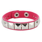 Punk Rock Lederarmband mit Nieten – Einreihiges PU Leder Cuff Armband mit quadratischen Spikes, Unisex Wristband für Damen & Herren