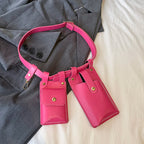 LXHYSJ Damen 2-in-1 Bauchtasche – Leder Crossbody & Chest Bag, Designer Mini Fanny Pack für Frauen 2024