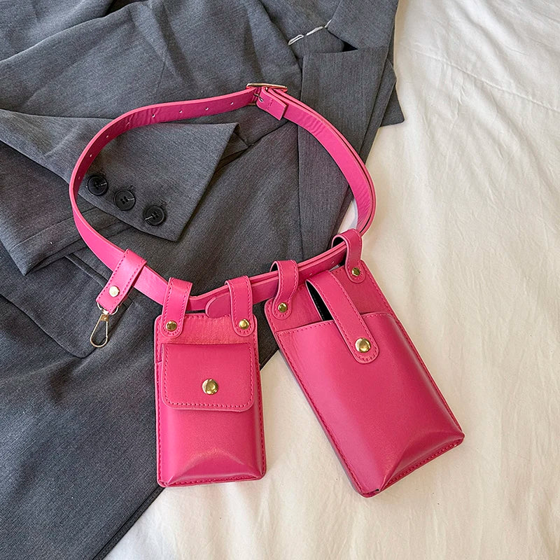 LXHYSJ Damen 2-in-1 Bauchtasche – Leder Crossbody & Chest Bag, Designer Mini Fanny Pack für Frauen 2024