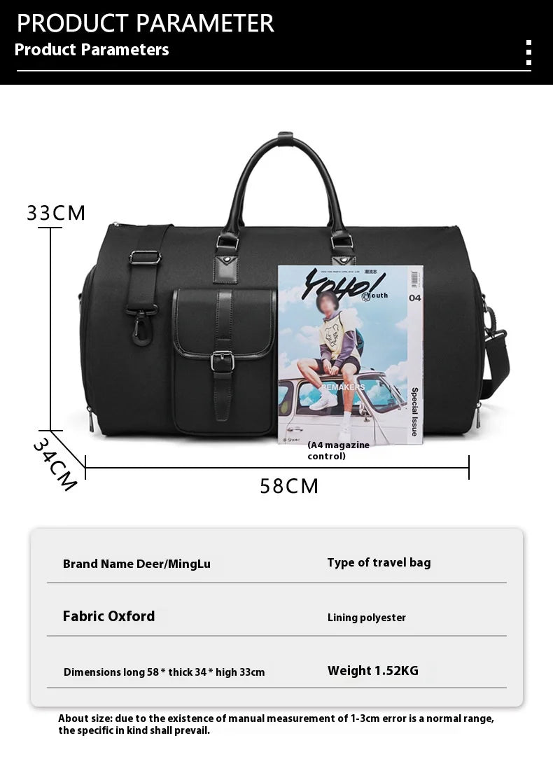 OZUKO Große Oxford Reise-Duffle Bag – Faltbare, wasserdichte Suit- & Weekend Tasche mit Schuhfach, Handgepäck für Damen & Herren