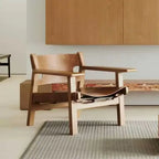 Leichter Nordic Leder-Loungesessel aus Massivholz – Cómodo sillón relax para Schlafzimmer &amp; Wohnzimmer im modernen Design