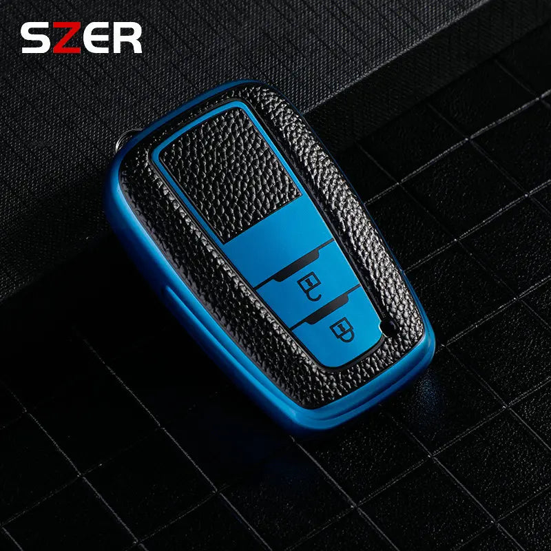 Premium Leder-TPU Autoschlüssel Hülle für Toyota – Robuste Key Cover Schale für Prius, Camry, Corolla, C-HR, RAV4 & Prado (ab 2018)