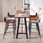 Leder Barstuhl für Balkon & Wohnraum – Moderner Nordic Minimalist Barhocker aus Echtleder mit Carbonstahlgestell