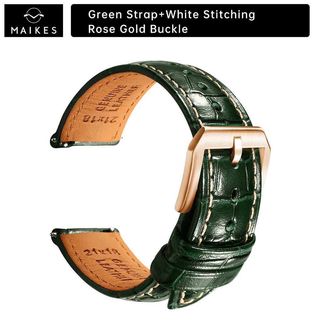 MAIKES Brassard de luxe en cuir avec dégagement rapide - Brassard Premium 20 mm / 21 mm / 22 mm avec fermeture papillon pour brassard élégant