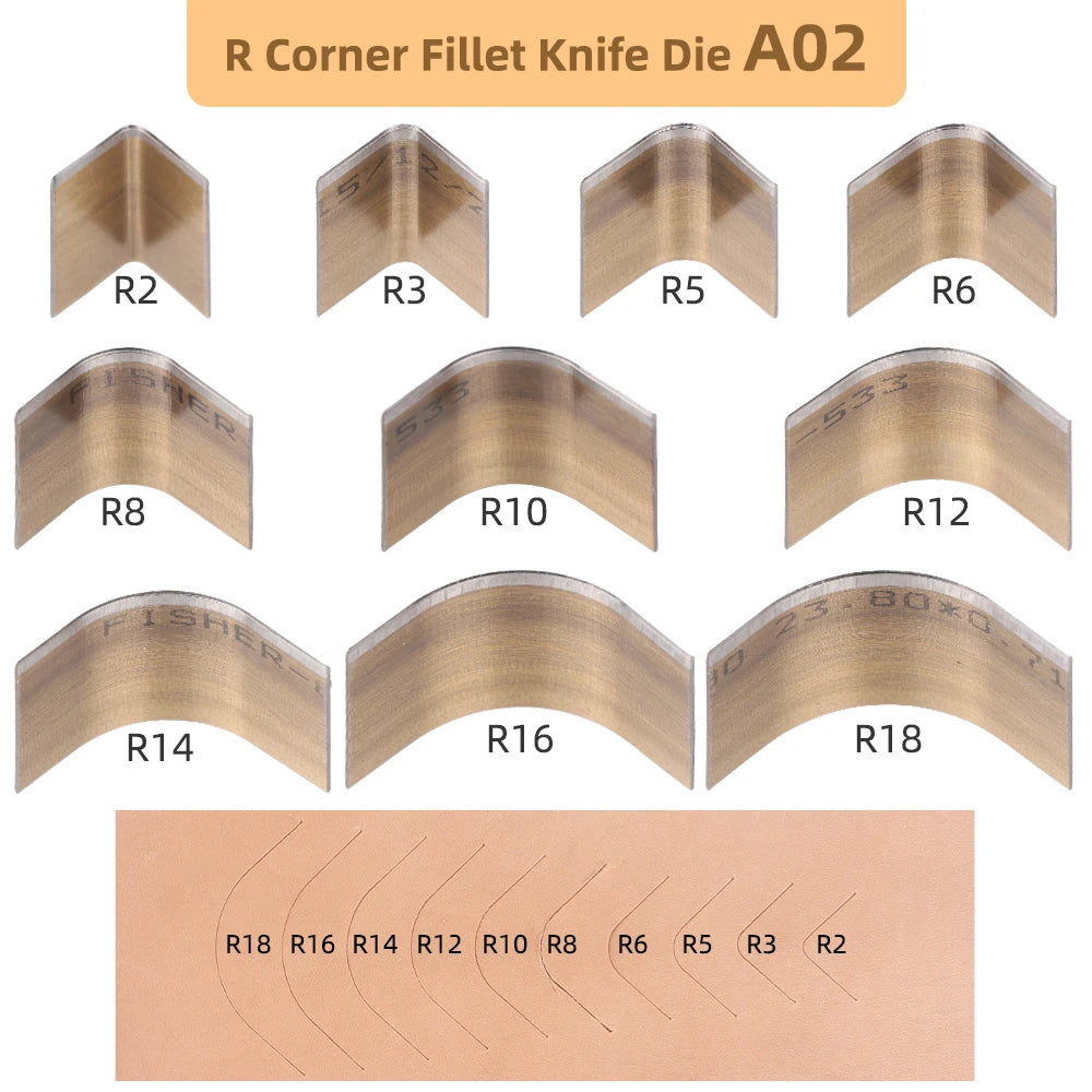 QJH Kit de poinçons en cuir – Outils de poinçonnage d'angle haut de gamme en acier au carbone pour outils à main, couteaux et sacs (R2–R18)