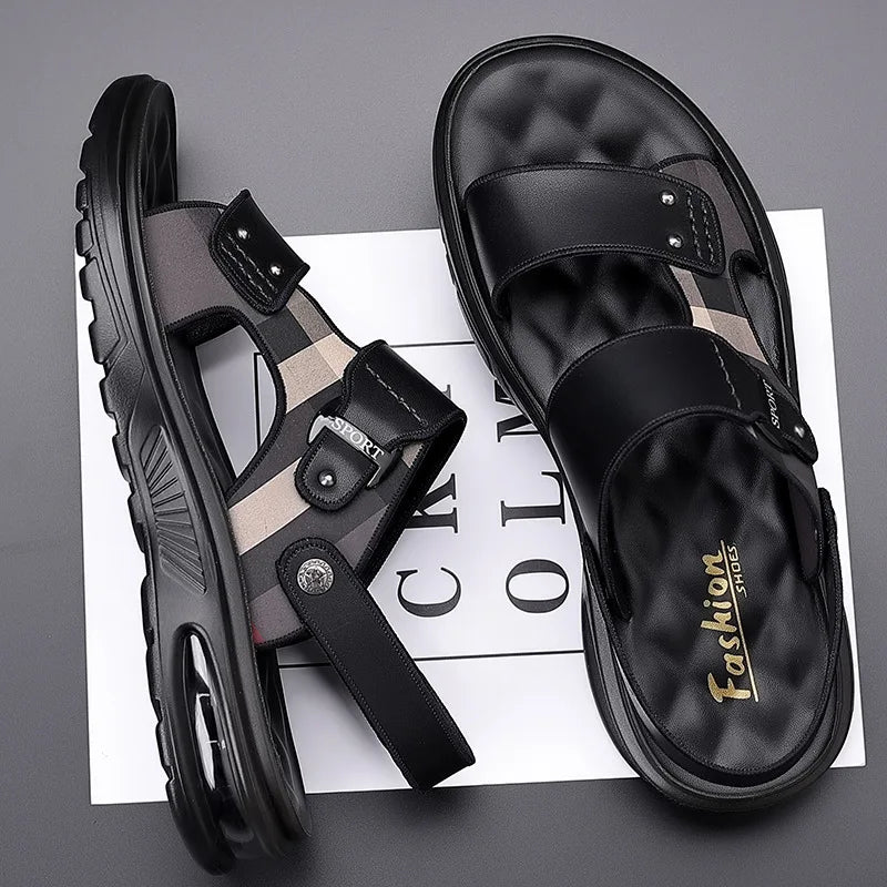 CINESSD Herren Sommer Sandalen – Air Cushion Slipper aus Lederoptik, weiche Sohle, Outdoor & Beach Schuhe für junge Männer