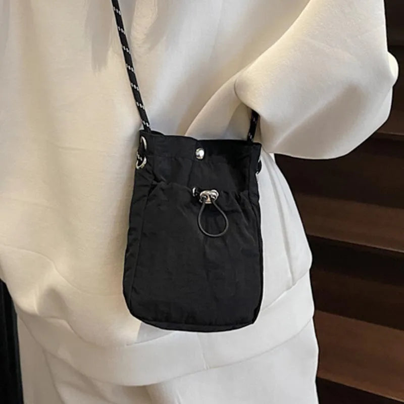 Mini sac à bandoulière en nylon – Portefeuille et pochette multifonctions souples pour téléphone portable, sac messager unisexe 