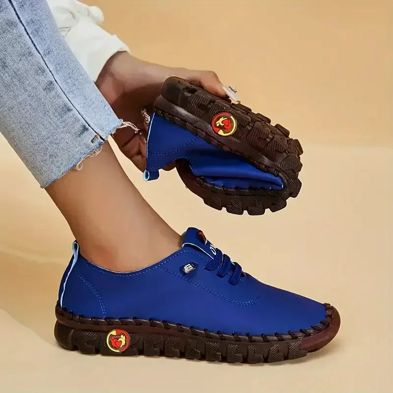 Damen Leder Sneaker & Loafer – Bequeme Plattform-Schuhe mit Handnaht für Frühling & Herbst
