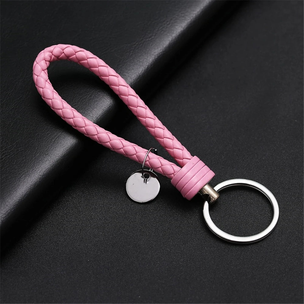 13 cm geflochtener PU-Leder Schlüsselanhänger – Farbiger Keyring für Damen & Herren, modisches Auto- & Taschen-Accessoire mit Metallring