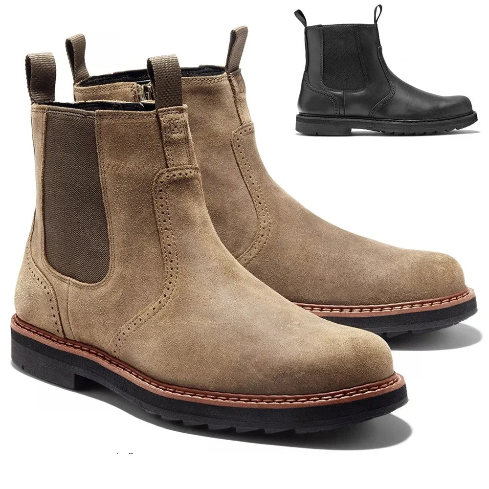 COZOK Herren Chelsea Boots – Retro Leder Boots, Handmade, Bequem für Alltag, Motorrad & Combat, Große Größen 39-48