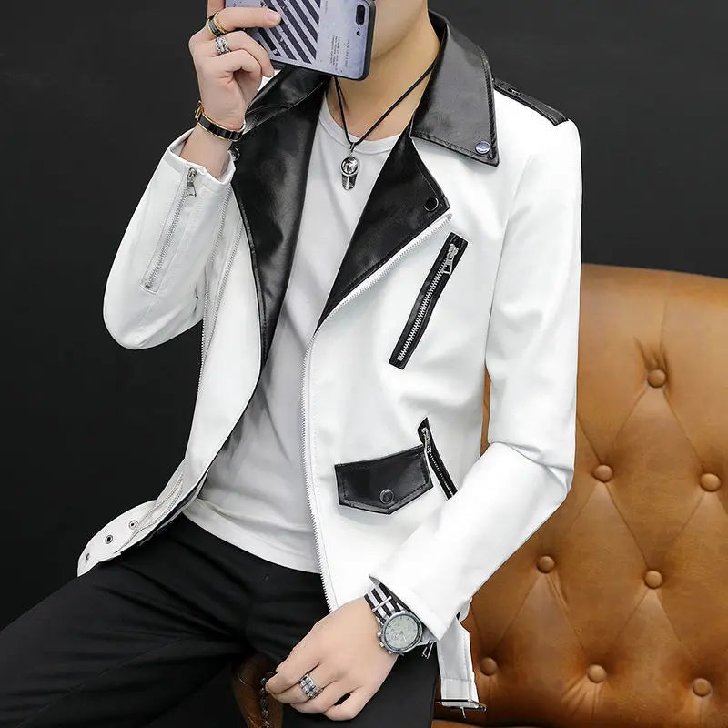 Herren Lederblazer Slim Fit – Trendiger Moto & Biker Blazer mit Reißverschluss, leichter Fashion Mantel für Frühling & Herbst 2025