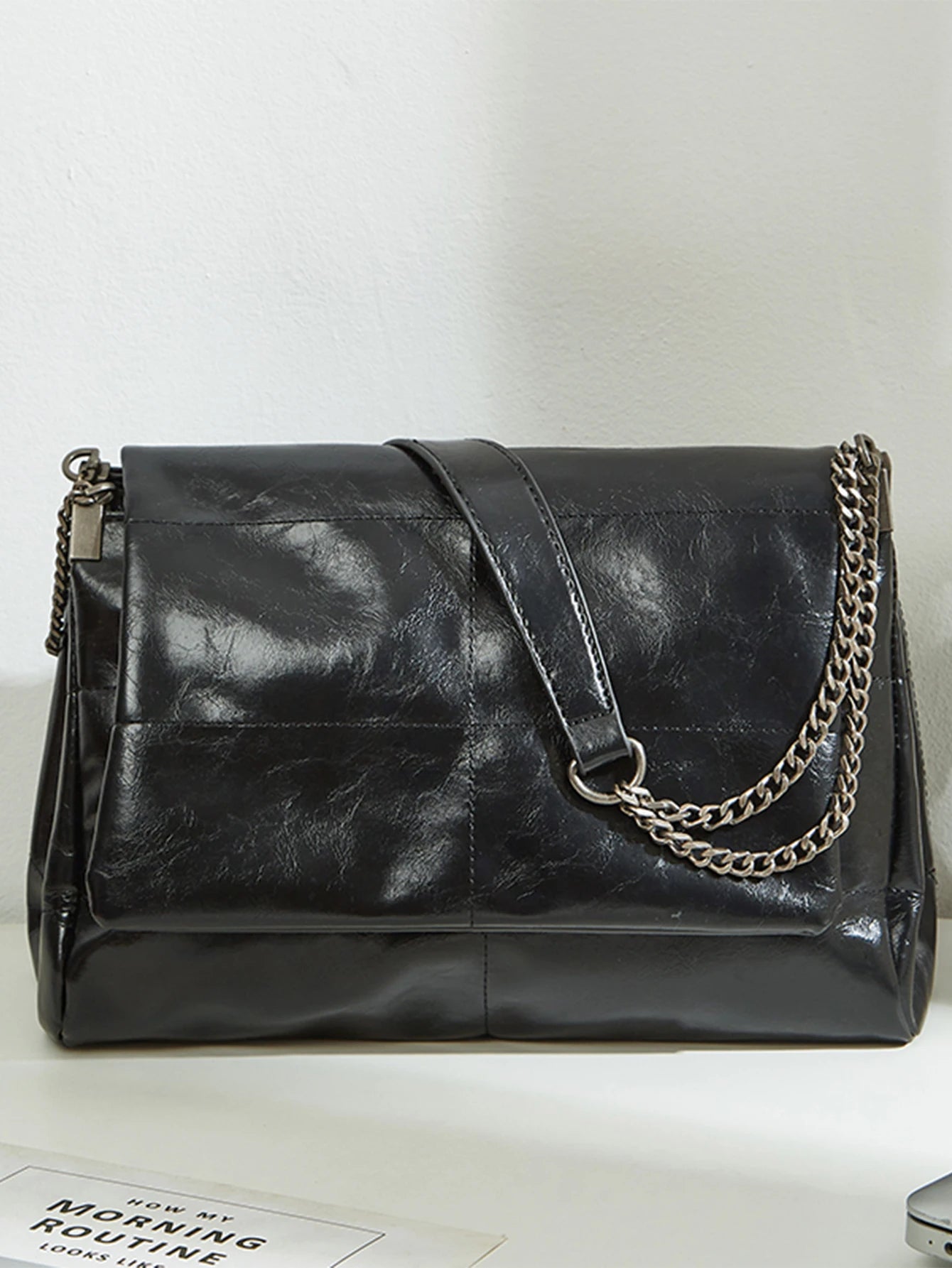 Damen Chain Tote Bag 2024 – Große Kapazität Schultertasche aus PU-Leder, Elegante Single Shoulder Underarm Bag für Frühling/Sommer