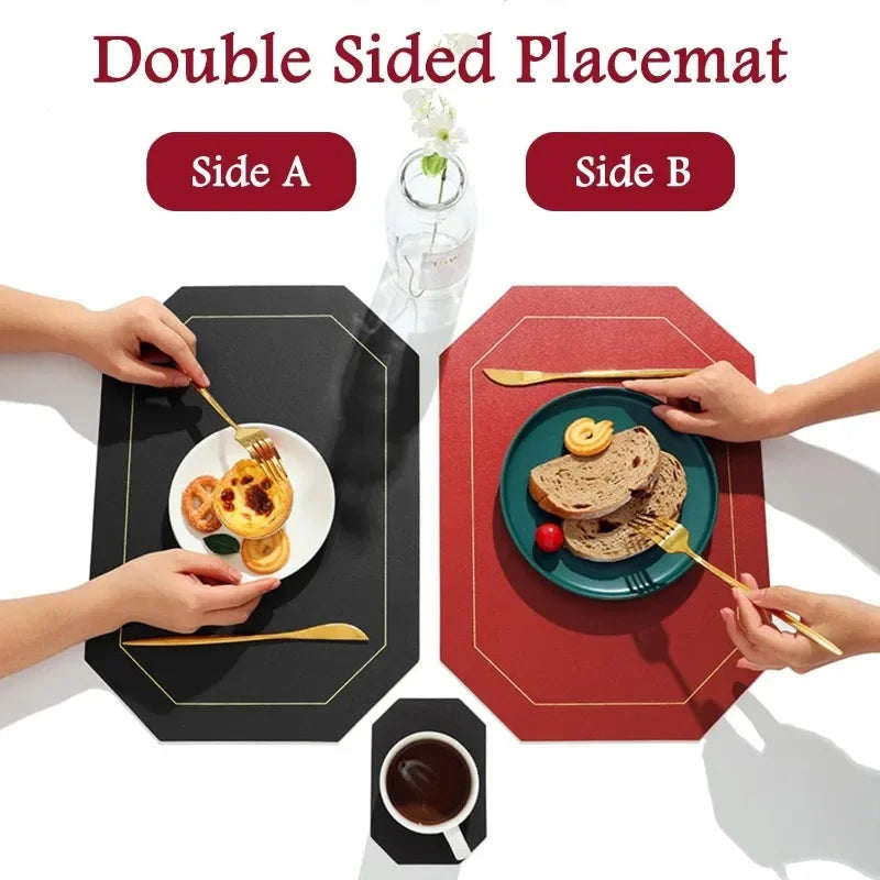 Kunstleder Tischsets – Wasserdichte, ölbeständige & hitzeresistente Platzmatten für Küche, Restaurant & Büro (1/4 Stück, 43 × 30 cm)