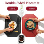 Kunstleder Tischsets – Wasserdichte, ölbeständige & hitzeresistente Platzmatten für Küche, Restaurant & Büro (1/4 Stück, 43 × 30 cm)