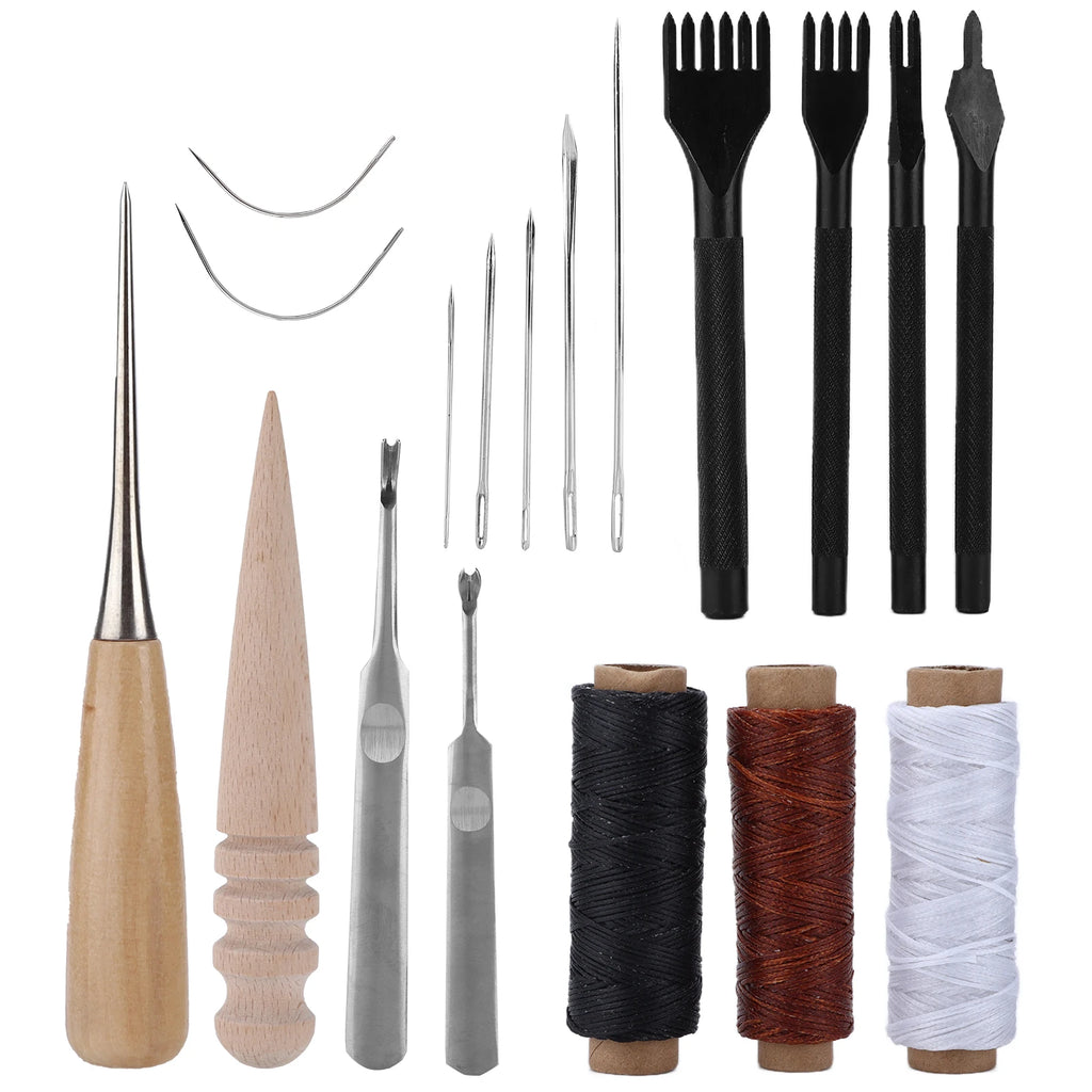 18-teiliges Leder Werkzeug Set – Vielseitiges Leder Nähset für Denim, Teppich, Polster & DIY Lederarbeiten