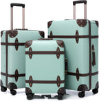 Urecity 3-teiliges Vintage PU-Leder Rolling Luggage Set – 20/24/28 Zoll Trolley Koffer mit Handtasche für Damen & Herren