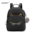 AIZHIYI Mochila para mujer y mujer – Kleiner PU Leder Schulrucksack mit Katzenmotiv, leicht &amp; wasserabweisend