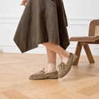 DIMANYU Damen Flats – Britische Stil Loafers aus echtem Rindsveloursleder, Retro Slip-On Moccasins, runde Zehen, Frühling &amp; Herbst 