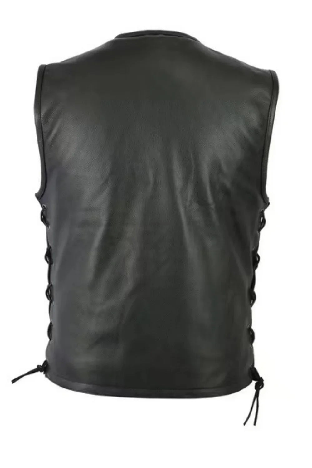 Herren PU-Lederweste mit Stehkragen – Moderne Motorrad Weste in Uni-Design, ärmellose Freizeitweste bis Größe 5XL