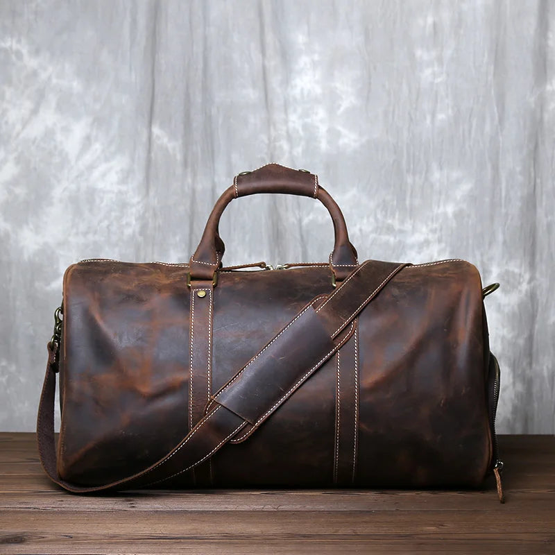 JLFGPJ Bolso de Viaje Retro para Hombre - Große Crazy Horse Leder Reisetasche aus Rindsleder, Bolso de Lona Vintage de un Solo Hombro para Europa y América
