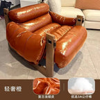 Italienischer Retro Lazy Sofa Chair aus Oil-Wax-Leder – Designer Leder-Armchair für Wohnzimmer, moderner Single Lounge Chair im Vintage-Stil