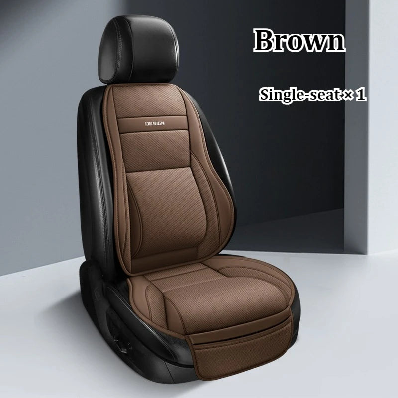 Ergonomisches PU-Leder Auto-Sitzkissen mit Rücken- & Beinunterstützung – Belüftetes Komfort-Sitzpolster mit Staufächern, universell passend