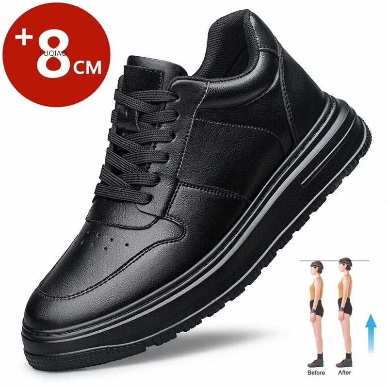 Luxury Herren Elevator Sneakers – Lederschuhe mit 8 cm Höhenaufbau, atmungsaktive Casual Sportschuhe