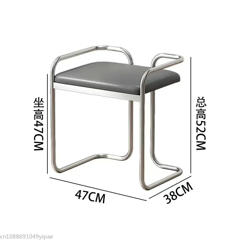 Tabouret de dressing nordique en cuir PU – Tabouret de luxe léger et minimaliste avec cadre métallique pour meubles, meubles et meubles