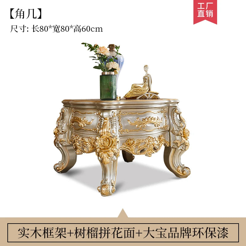 Elegantes Echtleder Sofa mit Massivholzrahmen – Luxuriöses Lounge Sofa im europäischen Stil für Wohnzimmer & Apartment