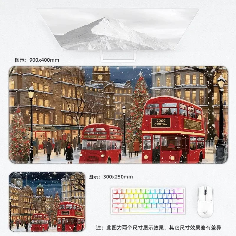 Weihnachtliche XXL PU Leder Schreibtischunterlage – Kawaii Cartoon Mousepad für Computer, Tastatur & Laptop