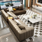 Luxus Lounge Sofa aus Echtleder im nordischen Stil – Kompaktes Designer-Ecksofa mit High-Rebound-Polsterung für modernes Wohnen