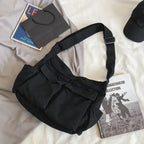 Damen Canvas Messenger Bag – Große Vintage-Schultasche & Schultertasche für Alltag